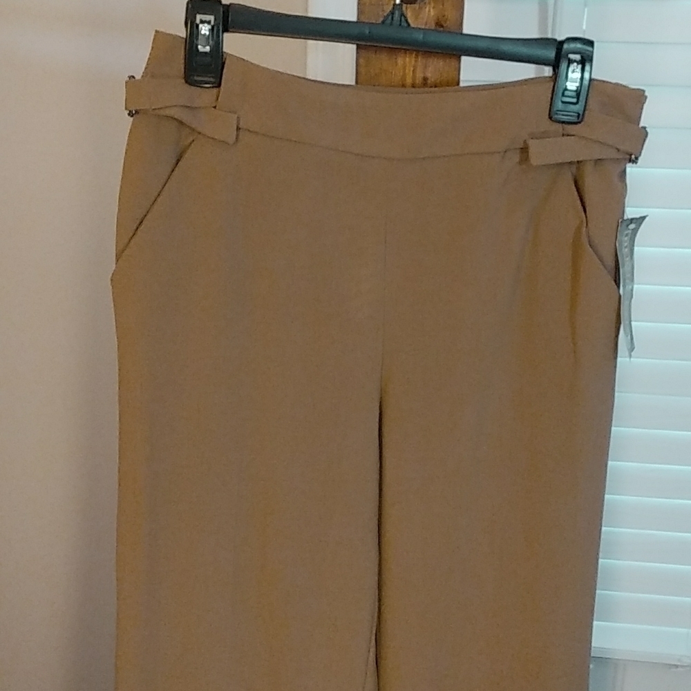 Herman Geist Brown Wide Leg Career Business Pants Trousers Size Size 6 Side Zip - Picture 3 of 12